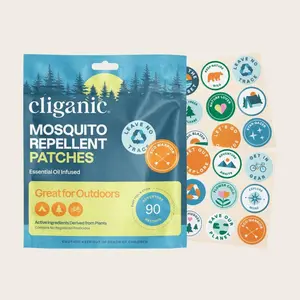 Cliganic Mosquito Repellent Patches – Adventure - DEET-Free Outdoor Badges with Essential Oils, Natural & Safe for Kids & Adults, Long-Lasting Bug Protection for Camping, Travel & Summer Adventures
