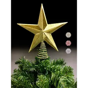 Christmas Traditions 10 Inch Gold Glittered Large Filigree Christmas Star Tree Topper Star for Large Tree 6 Feet-8 Feet Tall/Home Decor Ornaments (Gold) Woo Fu