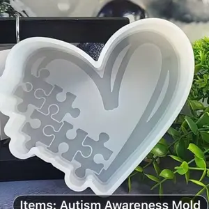 Autism Awareness Car Freshener Mold - Heart-Shaped Puzzle Design for Vehicle Freshness - Ideal for Snack & Gum Lovers