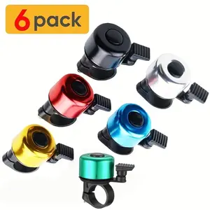6 Piece Bicycle Bell Set, Loud Clear Aluminum Road Bike Ring Bell with Screwdriver, Handlebar Mount for Adults, Mountain Bike Accessories, Bike Gear