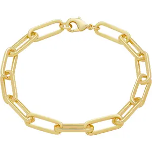14K gold-plated chunky chain bracelet 7.5inch, yellow 14K gold: clothing, footwear and jewelry, anniversary gift, holiday gift