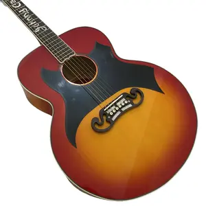 Sunset Gradient Gloss Large Body Folk Acoustic Guitar Letter Inlay Black Angular Pickguard