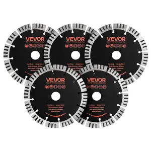 【fathersdaygift】VEVOR Diamond Blades 6.3 inch5-Pack Wall Chaser Saw Blade Cutting Blade0.87 in ArborHigh-Hardness Diamond Segments65Mn Steel CoreDry Wet CuttingClean Edges for Concrete Brick Stone Cement