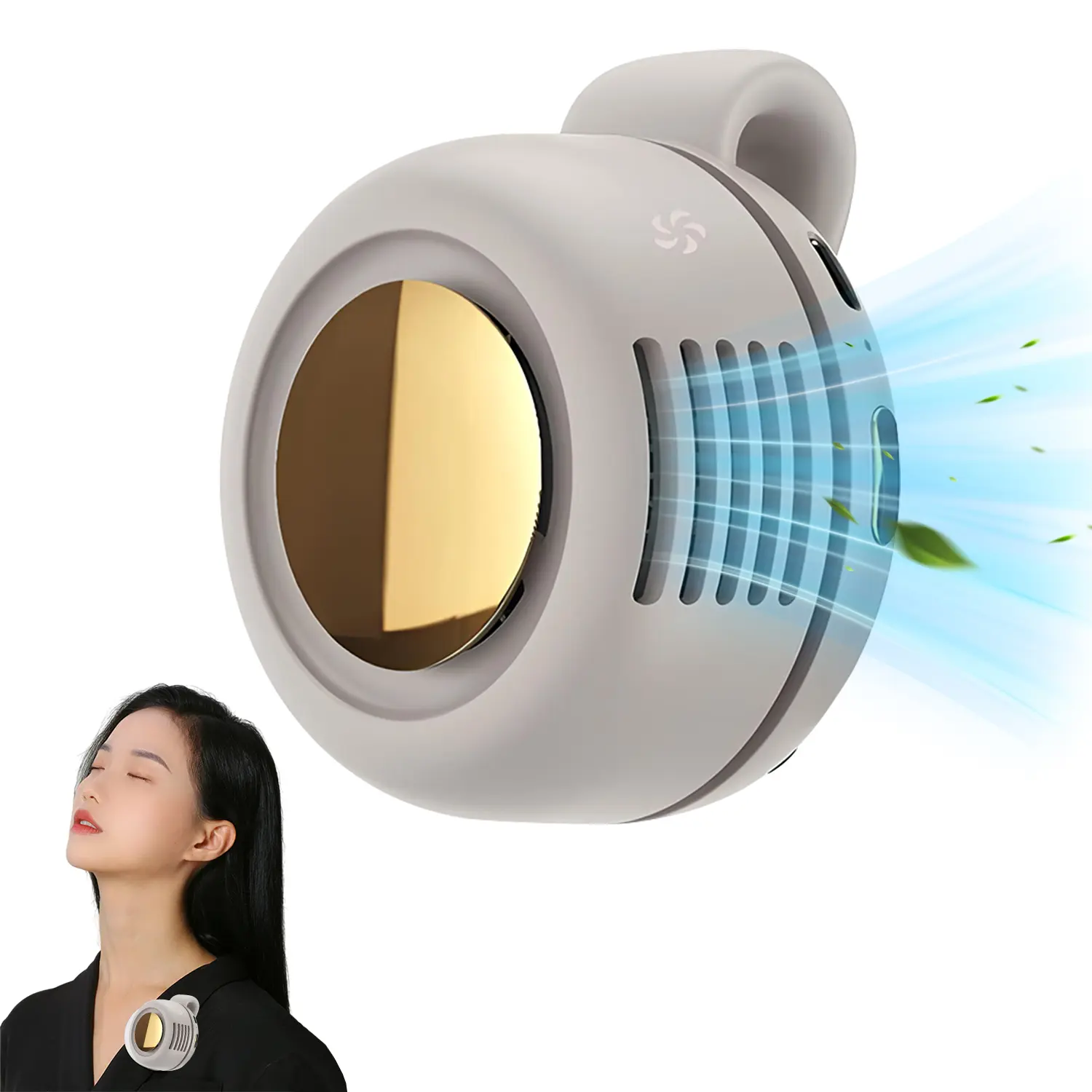 Portable Silent Mini Bladeless Fan Clip On, Small Fan Clip on for Shirt & Waist, Adjustable 3-Speed Suspended Whirlwind Fans, For Outdoor & Travel & Office, Travel Accessories, Gift