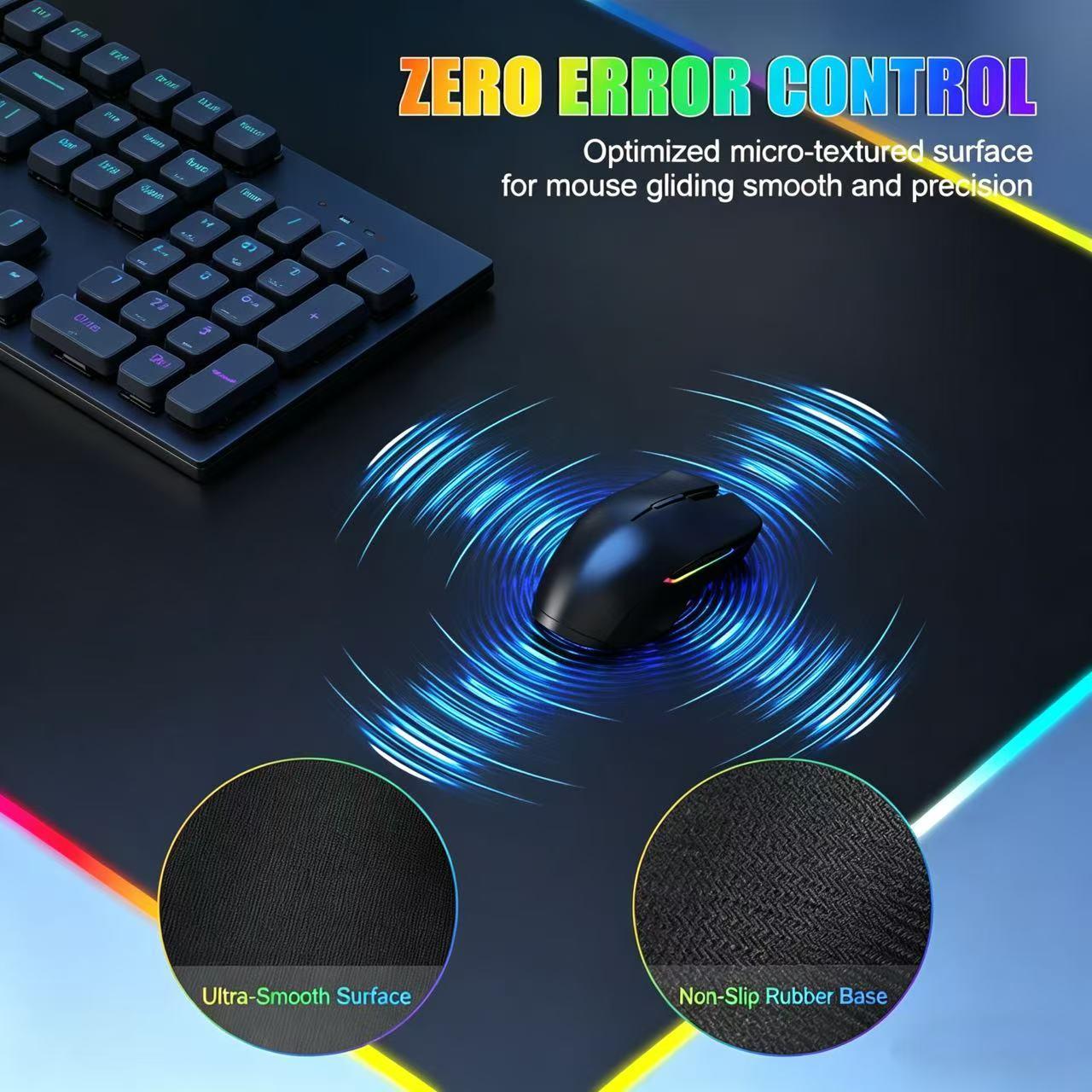Large LED Desk Mat, RGB Gaming Mouse Pad with Wireless Charging & Phone Stand, Multiple RGB Lighting Modes, Fast Charging for iPhone & AirPods, Non-Slip Base, Smooth Waterproof Surface, Desk Decor for Gamers, Home & Office Essentials
