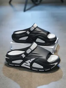 Men's Open-Toe Platform Slippers, Striped,Ultra-Soft Outsole, Unisex Couple's Style, Anti-Slip and Wear-Resistant