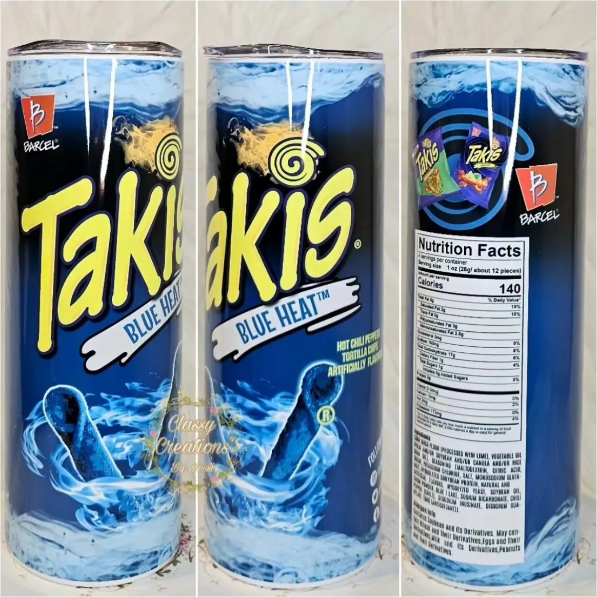 Takis blue heat tumbler drinkware Water Bottles