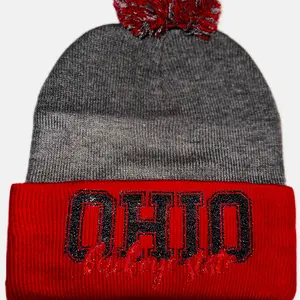 Pom Pom hat Ohio state inspired