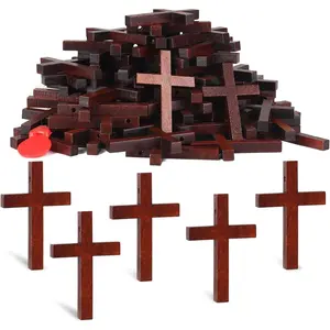 72 count Mini Wooden Crosses - Bulk Pack for Crafts, Easter & Christmas Gifts