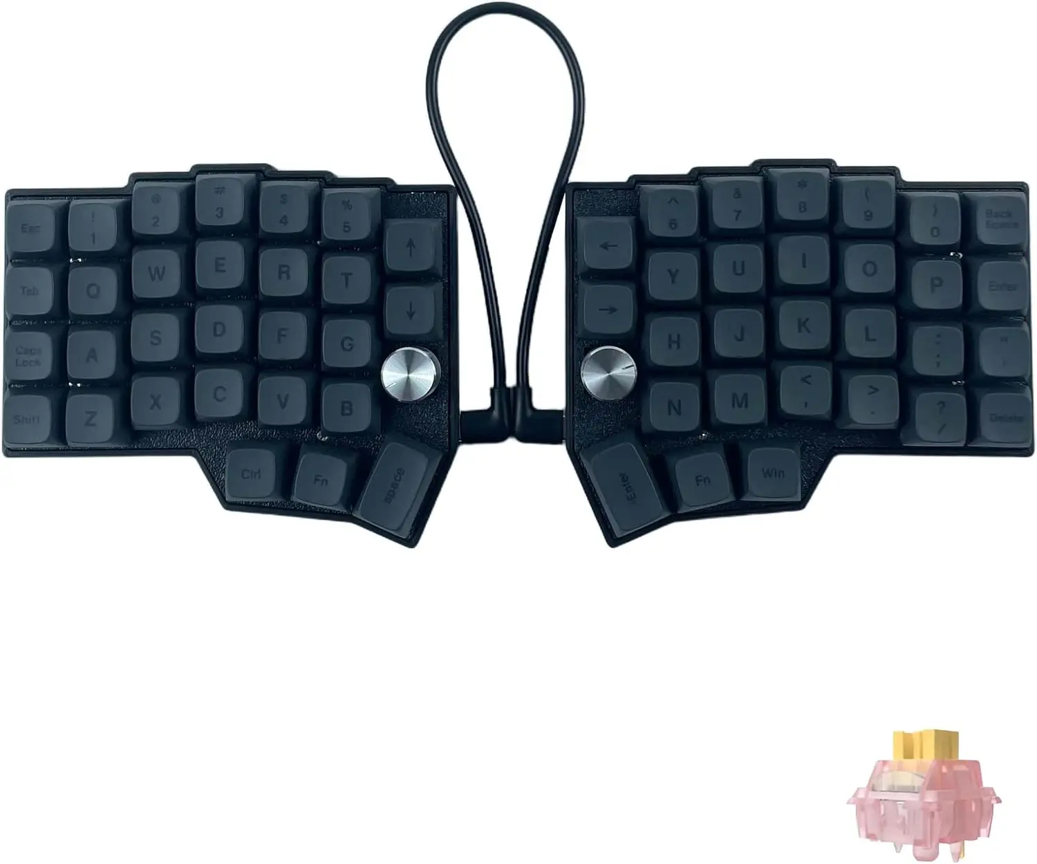 YIVU Corne Split Ergonomic Mechanical Keyboard 4×6 Ortholinear Layout Hot Swappable Silent Linear Switch RGB Vial Remappable Wired Custom Split Keyboard with Dual Knobs 60% Layout Save 40% Desk Space creamy keyboard