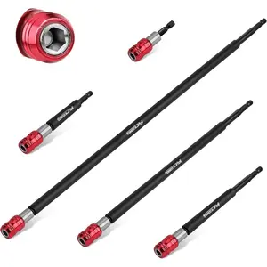 2/4/6/12’’, Magnetic Bit Holder 4 Pcs, Drill Extension Bit Holder 1/4’’ Hex, Bit Holder for Impact Driver CR-V Steel Quick Release for Screwdriver Bit Nut Drill Socket