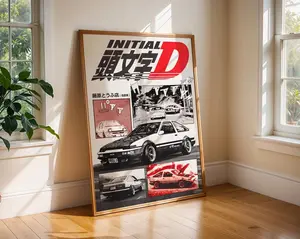 Toyota AE86 Initial D Anime Poster, Toyota AE86 Trueno Manga Car Wall Art Print, Japanese Racing Room Decor, Drift Street Racing Gift Poster (Poster Only, No Frame)
