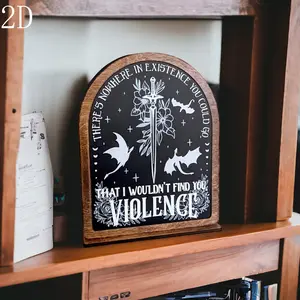 Wooden Shelf Sitter with Stand, Nowhere in Existence Violence Fourth Wing Bookshelf Sign, Decorative Plaque, Farmhouse & Rustic Home Decor, Unique Gifts