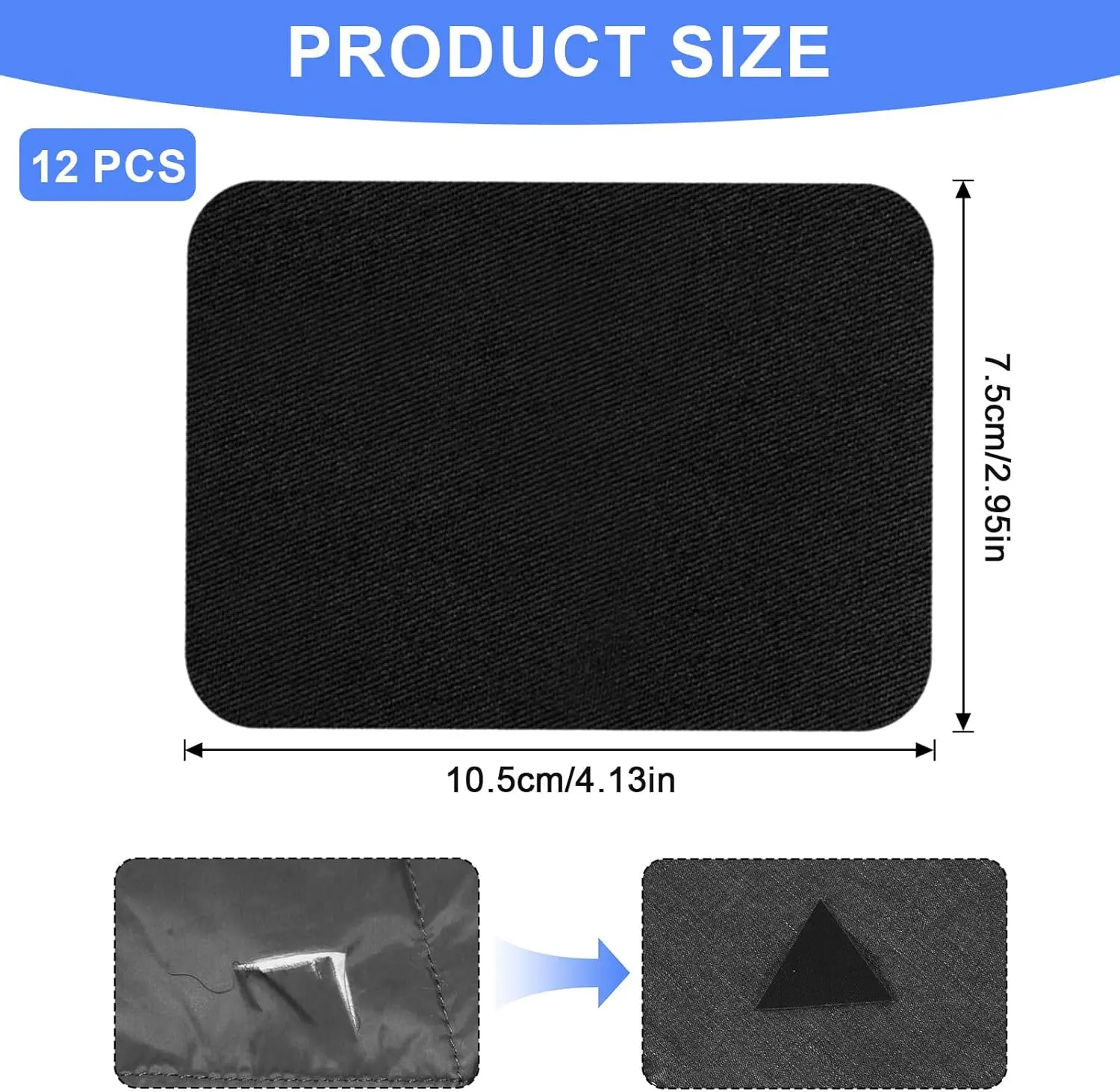 Iron-On Cotton Fabric Patches - 12 Pieces, 3in x 4in (7.5cm x 10.5cm), Custom Shape, Re-Iron Adhesive, Durable, High Temperatures Resistant, Easy-to-Use Sewing Accessories for Clothing Repair