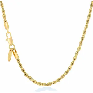 2mm  Rope Chain for Men & Women 24k Real  Plated  Cut  Necklace for Women & Necklace for Men 14 to 36 Inch |  | White
