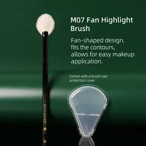Reverse M07 Fan Highlighter Brush, Fine Point Wool Super Soft Contour Nose Shadow Detailing, Portable Makeup Brush for Beginners