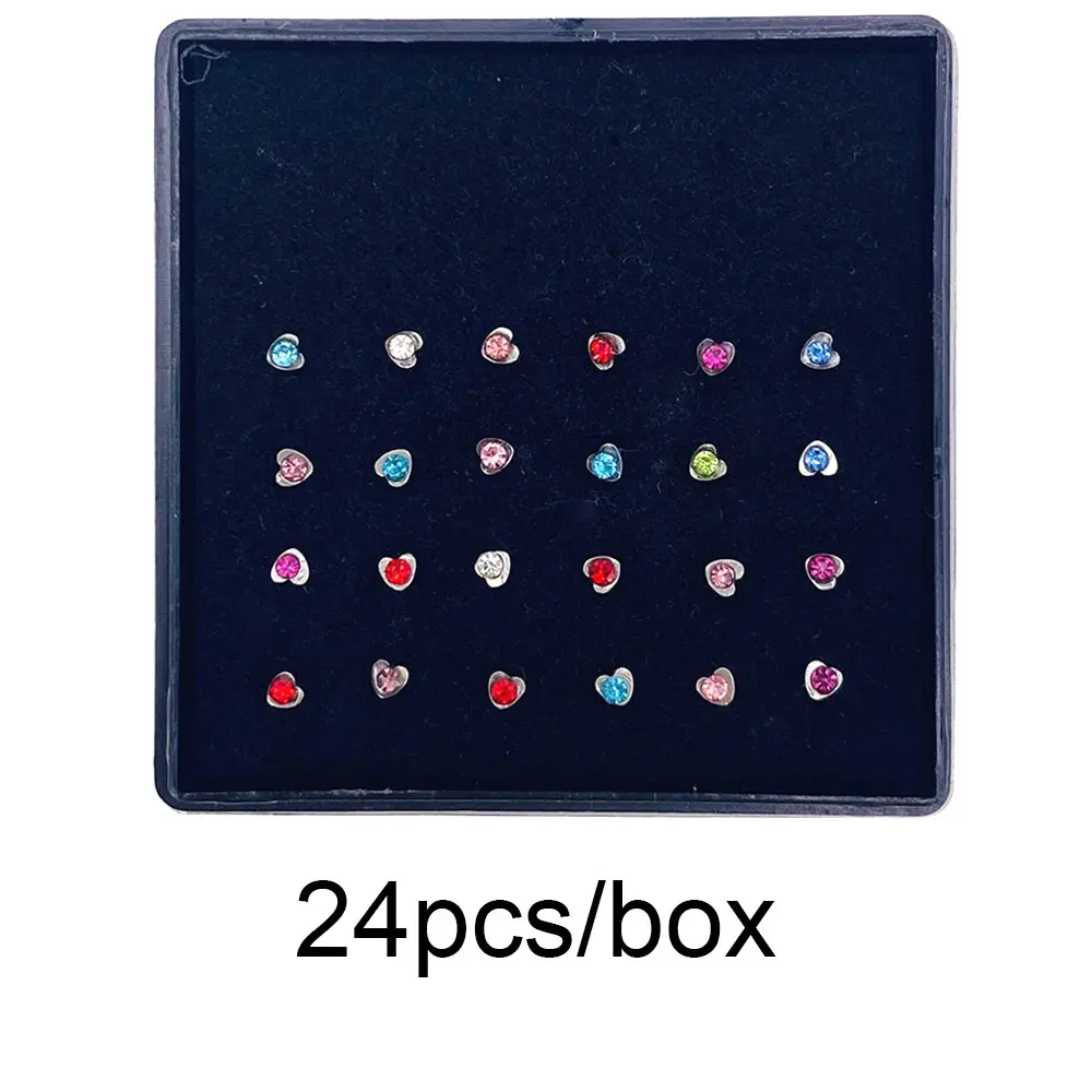 24/Box Color Peach Heart Nose Nails