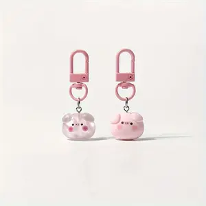 2/20pcs Cute Cartoon Keychains Charms, Pink Soft Touch Accessories, Simple Everyday Style, Small & Charming Bag Decorations