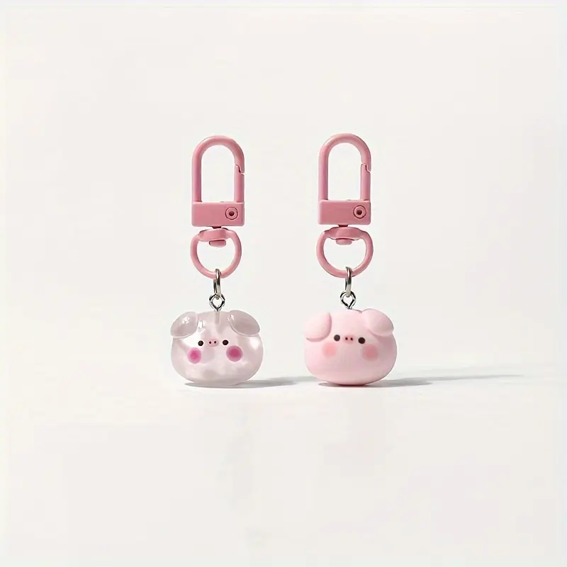 2/20pcs Cute Cartoon Keychains Charms, Pink Soft Touch Accessories, Simple Everyday Style, Small & Charming Bag Decorations