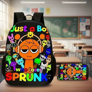 3pcs  Backpack And Pencil Case Set Black Just A Boy Who Loves Sprunk Cartoon -to-School Double Shoulder Backpack Set Lightweight Large Capacity Multi-Pocket Unisex Outdoor Travel Bags Durable High-Quality Gift