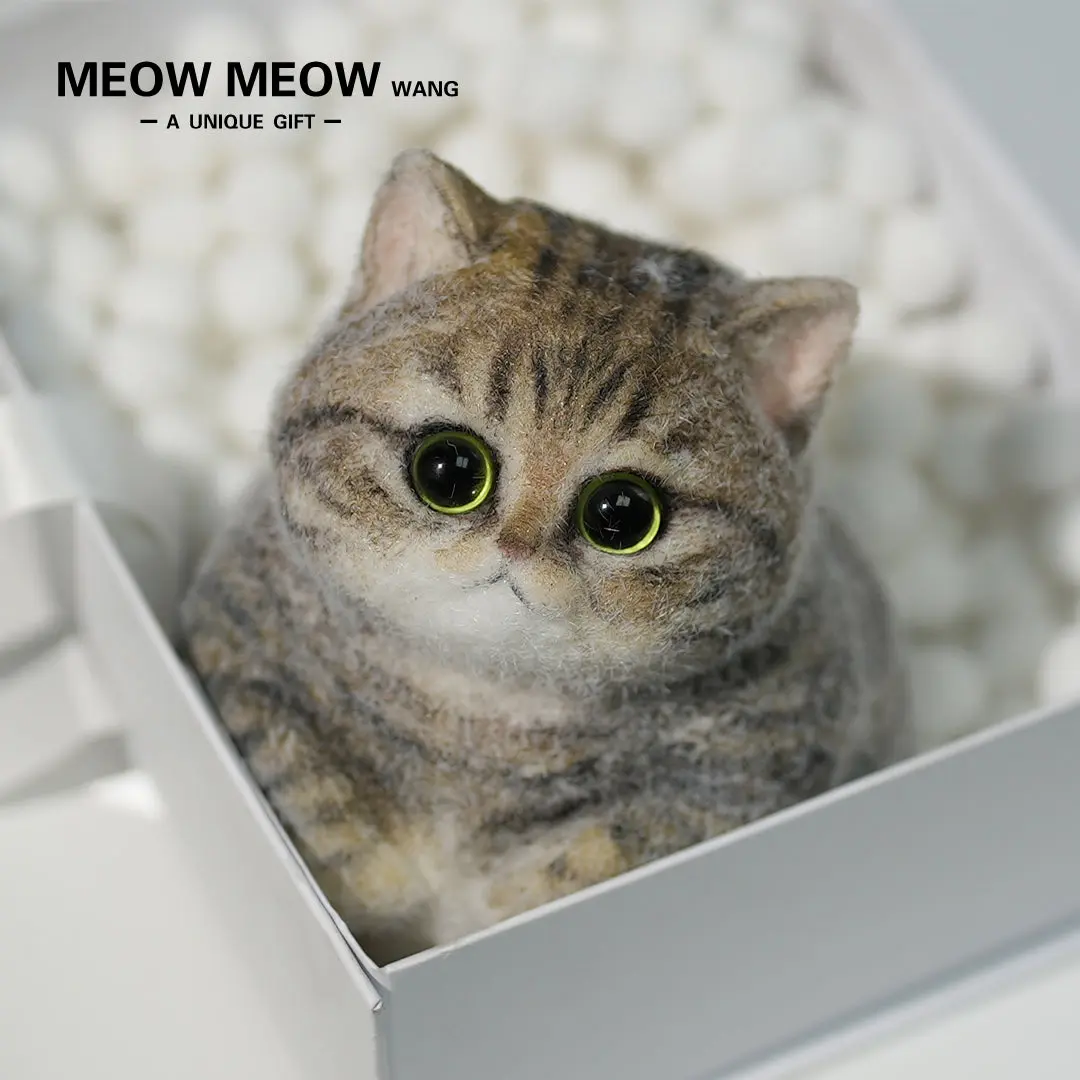 Handmade Chubby Tabby Squishy Cat – Ultra Realistic Needle Felt Kitty Toy