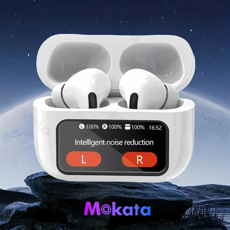 Wireless Active Noise Cancellation, BT 5.4 Headphones, Premium Sound Long Distance Connection Headset, Light-Weight Earbuds Built-in Microphone, Halloween/Christmas Gifts bluetooth kopfhörer Earbuds with LED Display  sport hifi immersive Audio White