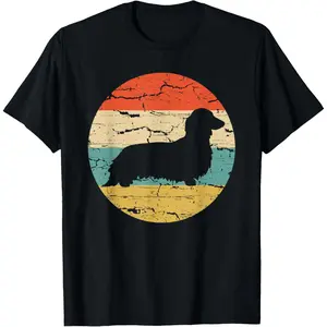 Long Haired Dachshund Vintage T Shirt for Dog Mom Dad Retro Dog Lover Gift