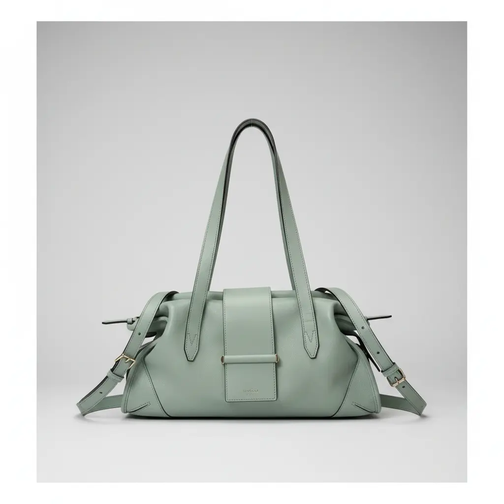 Pre-owned JIMMY CHOO Leather Shoulder Bags Medium Bar Holdall Bag in a soft green / verde shade