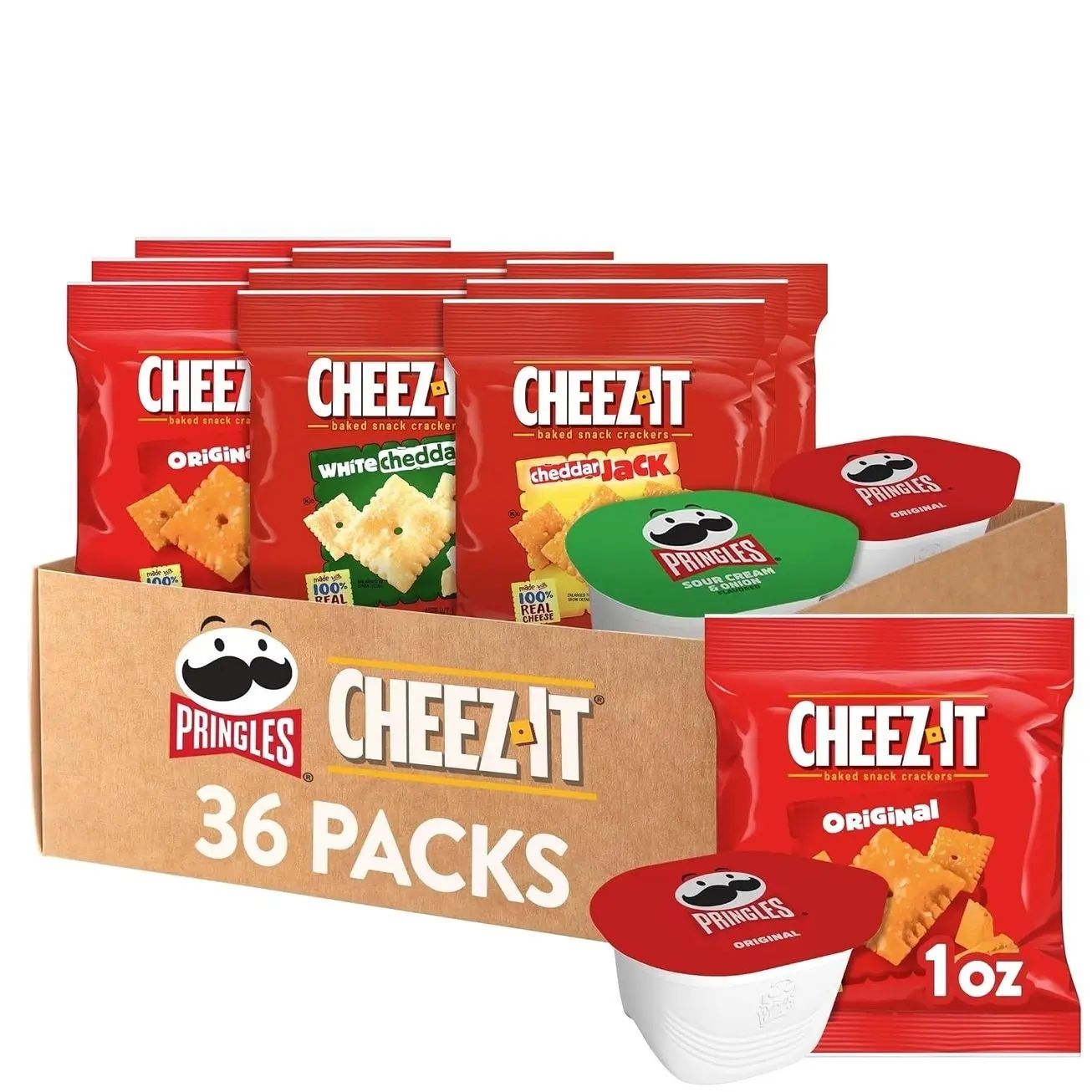 Pringles and Cheez-It Variety Pack, Lunch Snacks, Kids Snacks, Variety Pack (36 Count)
