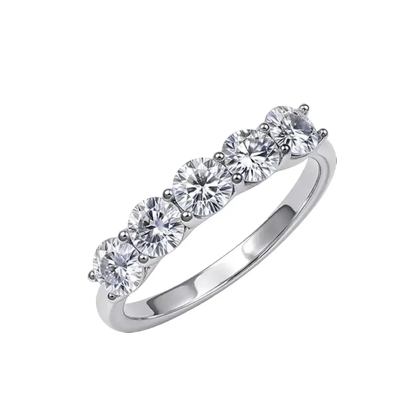 Moissanite Five-Stone Engagement Ring 1.5 CT / 2.5 CT Synthetic Moissanite Ring in S925 Sterling Silver Daily Jewelry Gift Perfect Birthday Engagement Wedding Anniversary Gift