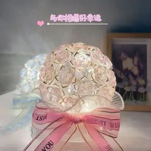 Handmade DIY Rose Night Light Material Pack, Handmade Creative Ornament, Gift for Best Friends, Gift for Mom, Gift for Teacher, Gift for Friends, Rose Night Light, Handmade Night Light, Creative Handmade Gift.