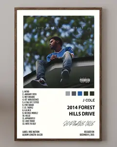 J Cole- 2014 Forest Hills Drive album music poster, hip hop print home decor
