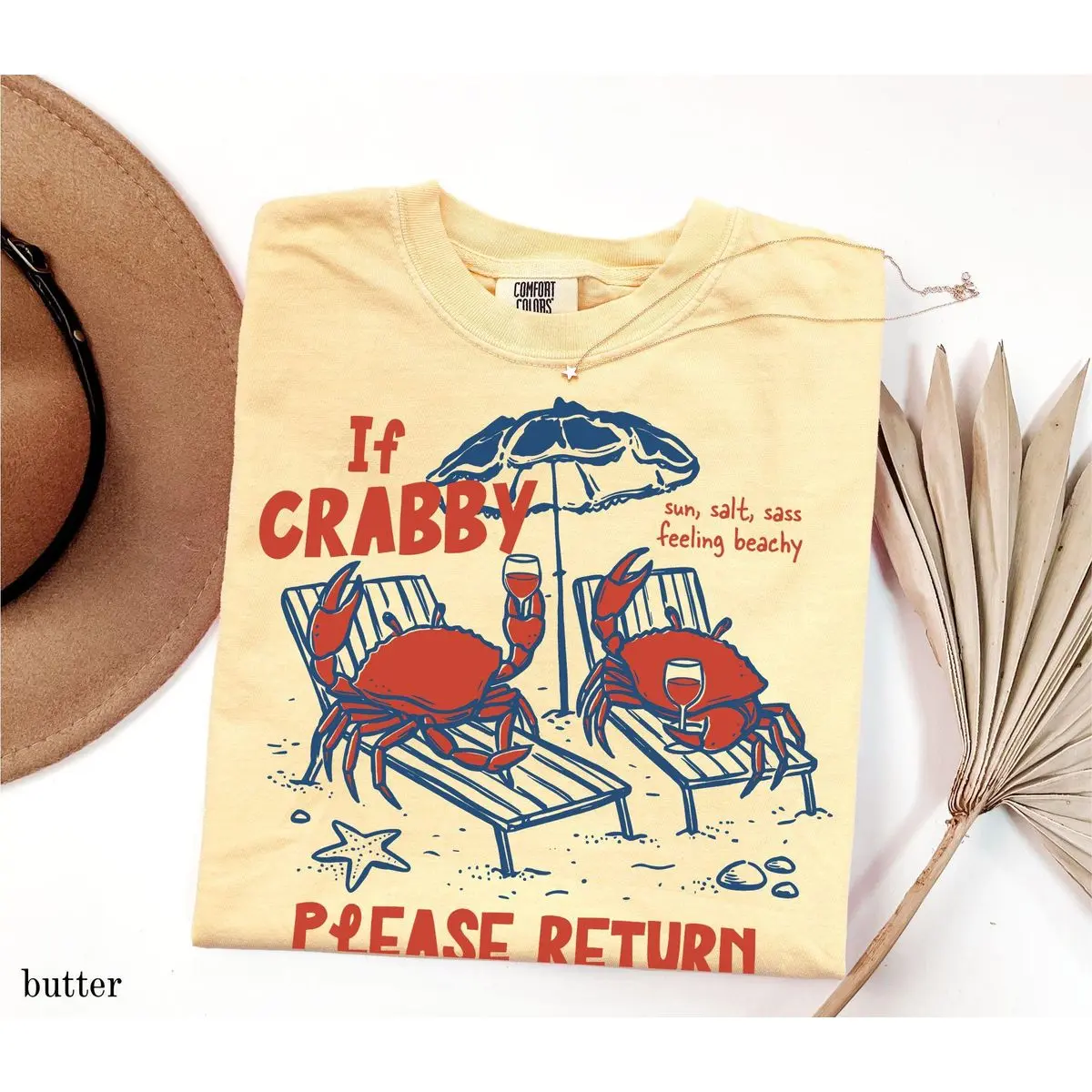 Comfort Colors If Crabby Return To Beach Shirt, Summer Ocean Shirts, Summer Vacation Tee, Sun Salt Sand Beachy Tee, Unisex Garment-Dyed Tee, Crewneck Top