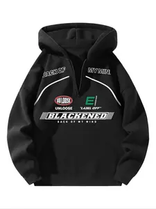 Half-Zip Fleece Hooded Sweatshirt for Women, Casual Loose-Fitting Style with Moderate Fabric Thickness, Soft Comfortable Summer Apparel