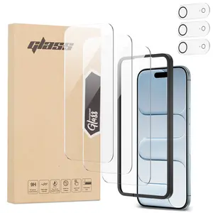 iiteeology 3 Pack Screen Protector for iPhone 17/iPhone Air/iPhone 17 Pro/iPhone 17 Pro Max with 3 Pack Camera Lens Protector and Installation Frame HD Clear 9H Hardness Tempered Glass Full Coverage