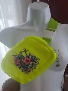 Salty Soul Anywhere Belt Bag - Lightweight Lime Green with DTF Mermaid Decal, Adjustable Strap, Zip Pocket, Keychain Attached