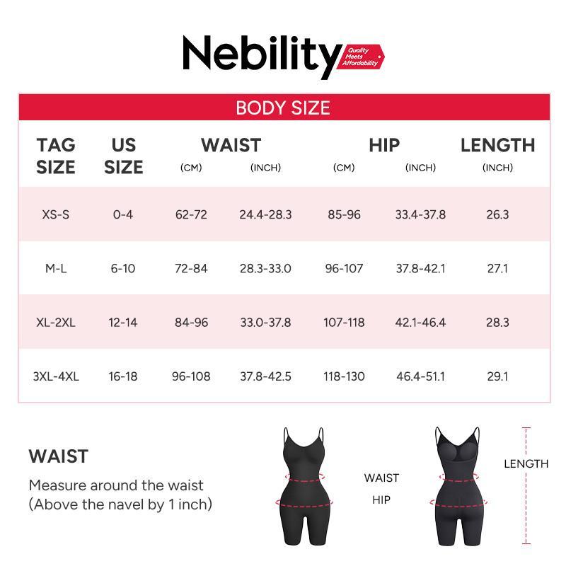 Nebility Women's Seamless V-Neck Bodysuit - Full Body Stretchy Shapewear, High Waist Shaping, Comfortable Breathable Fabric, Basic Black (Fitted) Minimalist Womenswear Black(Fitted)