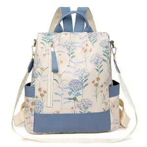 Capacity Womens Shoulder Bag, Casual Commuter Backpack with Handle-blue