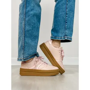 Semi Platform Double Stripe Low Sneakers in Pink
