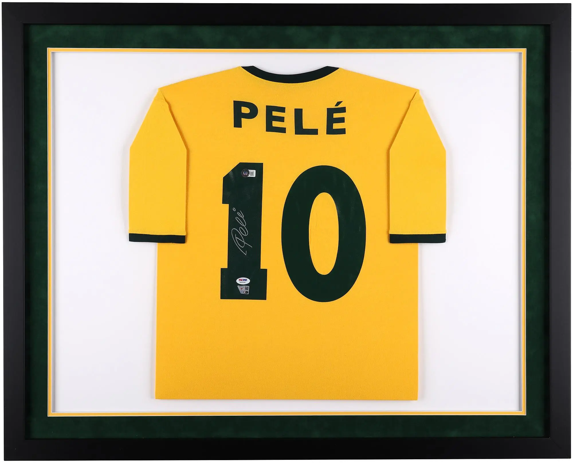 Pele Brazil National Team Framed Autographed Yellow Jersey - Fanatics Authentic Certified