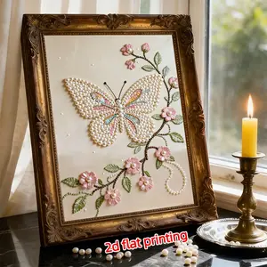 2026 New Pearl Painting DIY Diamond Art Kit, Butterfly and Peach Blossom, Unique Gift for Mother's Day, Father's Day, Birthday, Bedroom, Living Room Decor