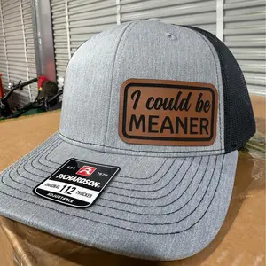 [HOT SALE] Richardson 112 I could be meaner Hat - I Hate Pulling Out Leather Patch Trucker Hat - Richardson 112 Mesh Back Cap - Fishing & Boating Gifts for Men