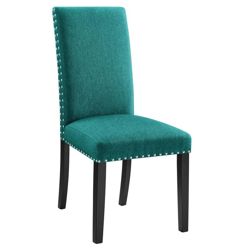 Modway Parcel Dining Upholstered Fabric Side Chair in Teal