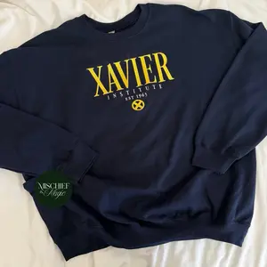 Xavier Institute Embroidered Sweatshirt Unisex Navy Unisex