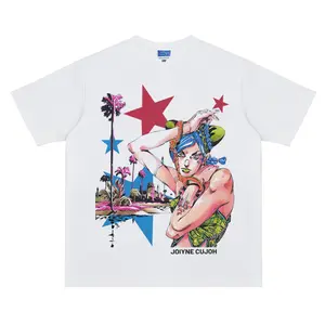 JOJO "Cujoh" Vintage Oversized Tee Anime T-shirt 100% Cotton Original Design Men's Top for Fans Menswear Tshirt
