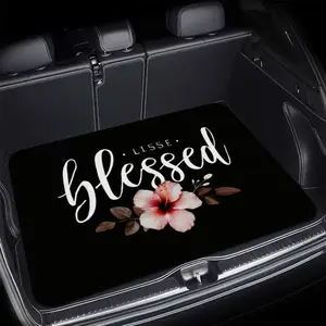 1pc Blessed Print Floral Personalized Car Trunk Mat, Interior Protection Cargo Liner, Durable Floor Mat, Safe And Practical, Suitable for Daily Travel, Lifting And Secure Cargo Storage, Car Trunk Mat, Car Trunk Accessory