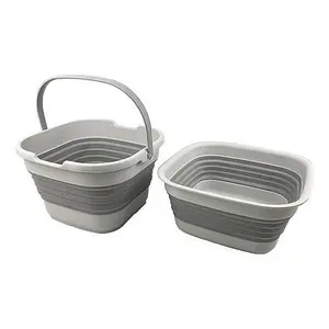 SAMMART Combo Collapsible Dish tub with Handy Basket - Space Saving, Camping Set, Picnic Set, Indoor or Outdoor use, Foldable Storage.