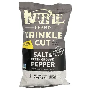 Kettle Foods Krinkle Cut Potato Chips, Salt & Fresh Ground Pepper, 5 oz (141 g)