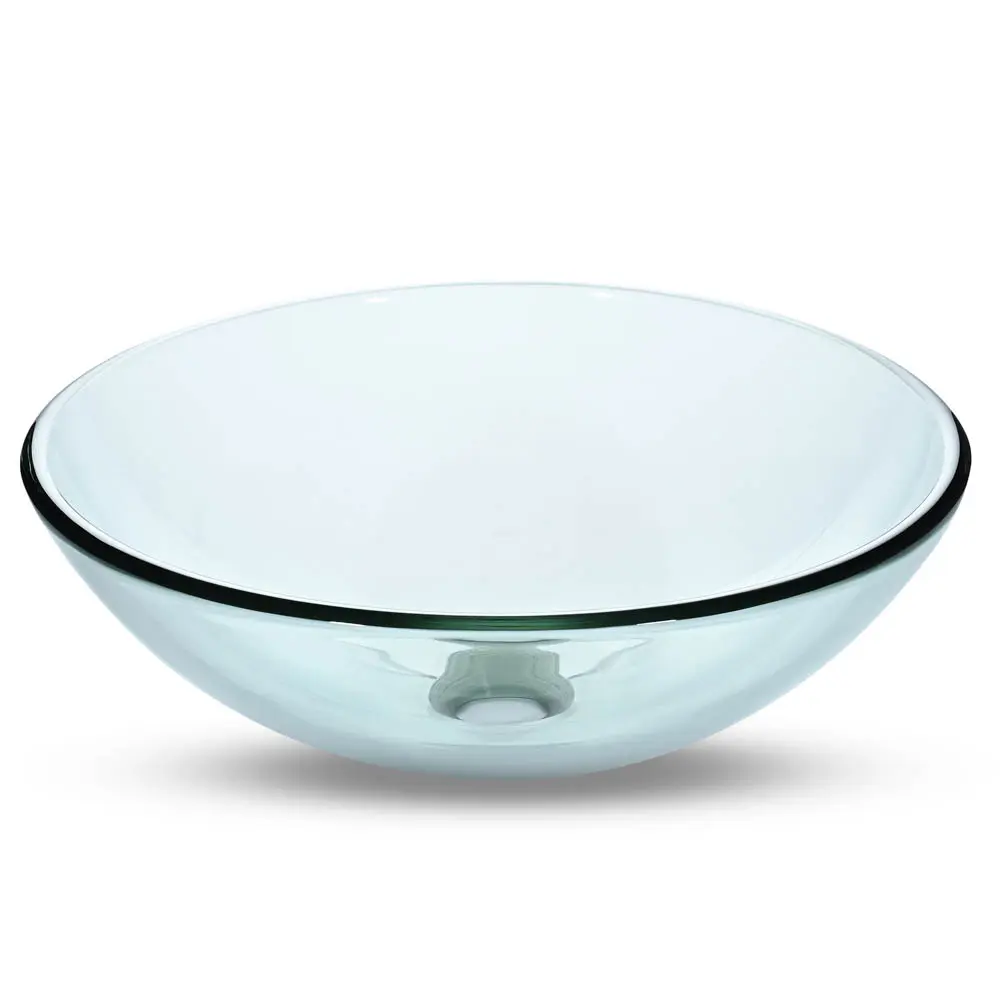 Aquaterior 16" Round Bathroom Glass Vessel Sink Bowl Lavatory Basin