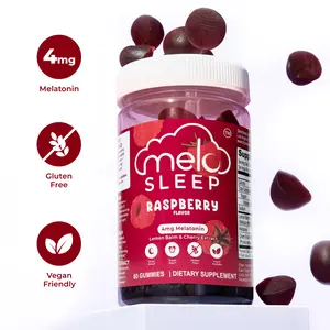 MELO Sleep - 30 Night's of Rest | Raspberry Sleep Gummies (Organic, Vegan, Gluten-free) | With Lemon Balm and Cherry Extract